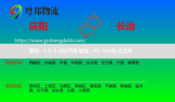 庆阳到长治物流专线