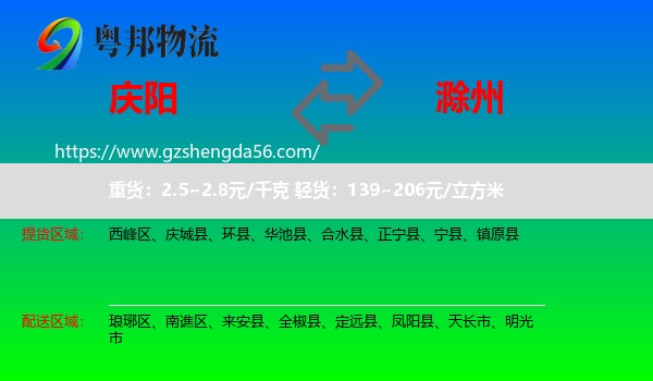 庆阳到滁州物流专线