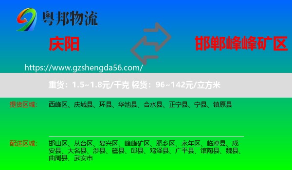庆阳到峰峰矿区物流专线