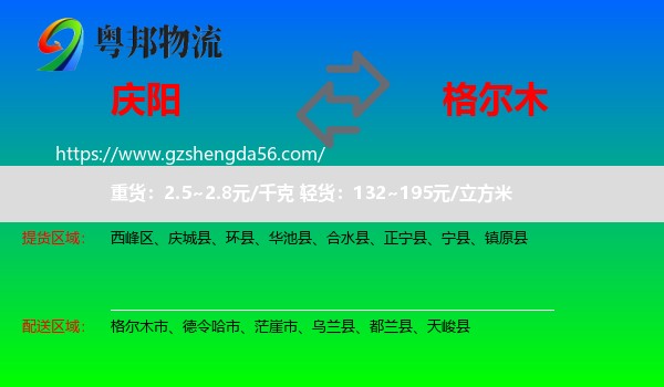 庆阳到格尔木市物流专线