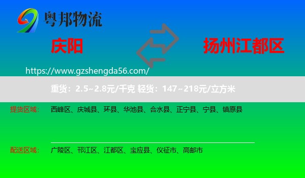 庆阳到江都区物流专线