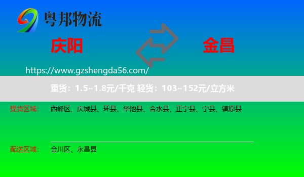 庆阳到金昌物流专线