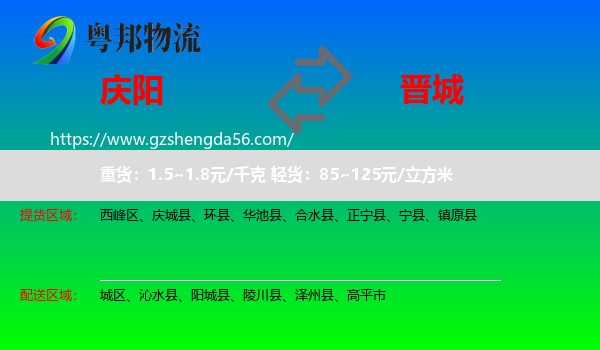 庆阳到晋城物流专线