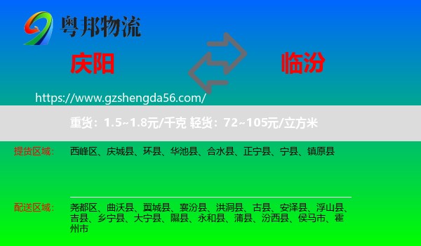 庆阳到临汾物流专线