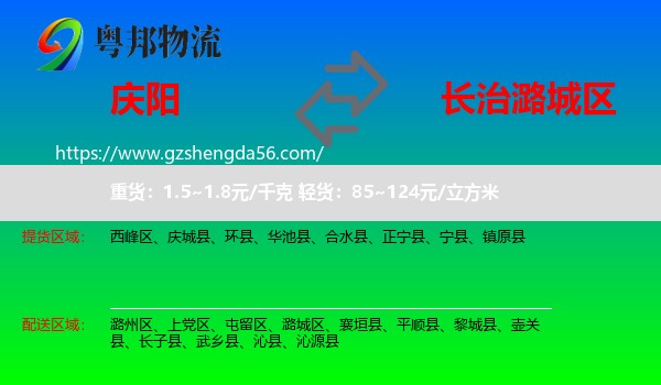 庆阳到潞城区物流专线