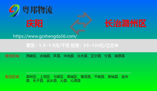 庆阳到潞州区物流专线