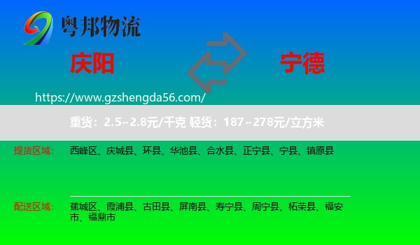 庆阳到宁德物流专线