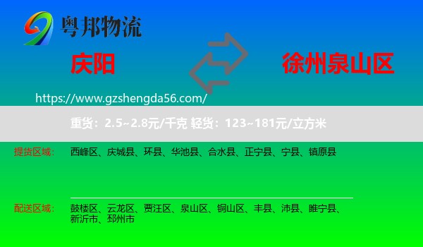 庆阳到泉山区物流专线