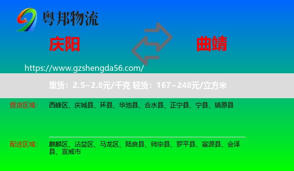 庆阳到曲靖物流专线