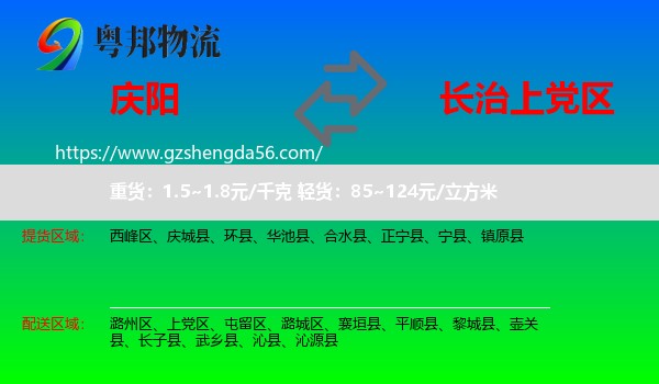 庆阳到上党区物流专线