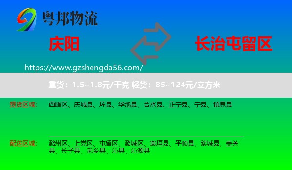 庆阳到屯留区物流专线
