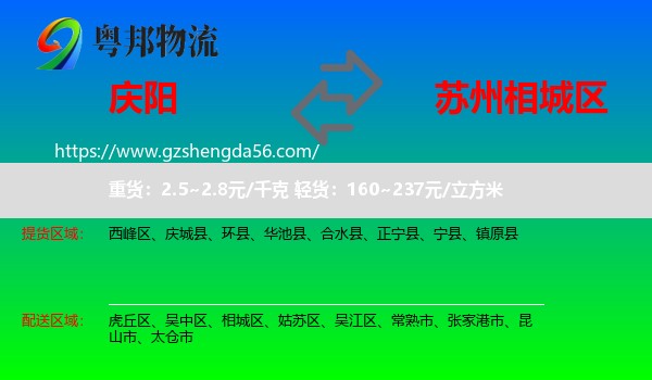 庆阳到相城区物流专线