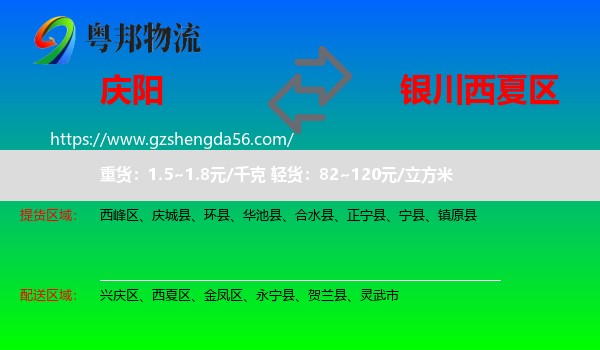 庆阳到西夏区物流专线