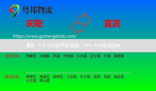 庆阳到宜宾物流专线