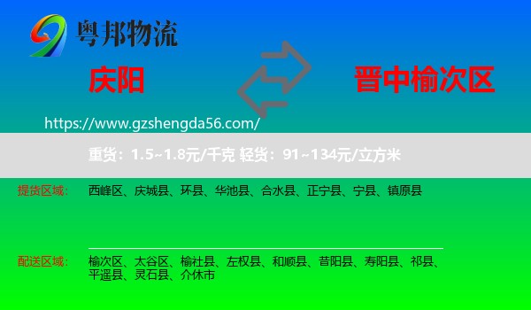 庆阳到榆次区物流专线