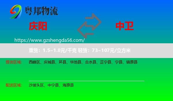 庆阳到中卫物流专线