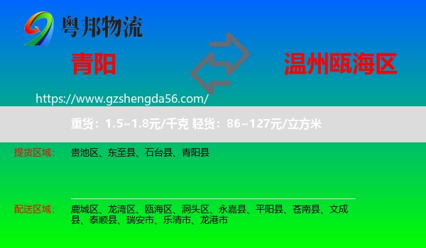 青阳县到瓯海区物流专线
