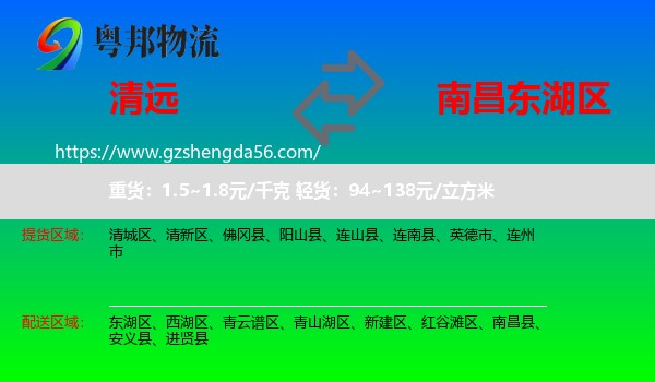 清远到东湖区物流专线