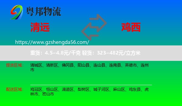 清远到鸡西物流