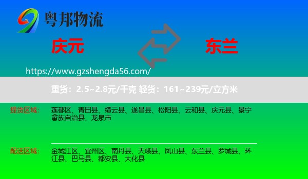 庆元县到东兰县物流专线