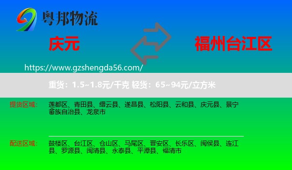 庆元县到台江区物流专线