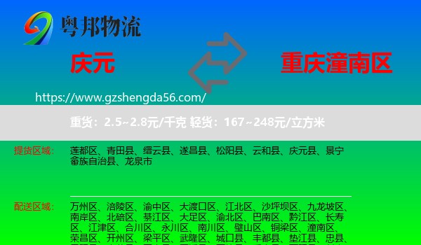 庆元县到潼南区物流专线