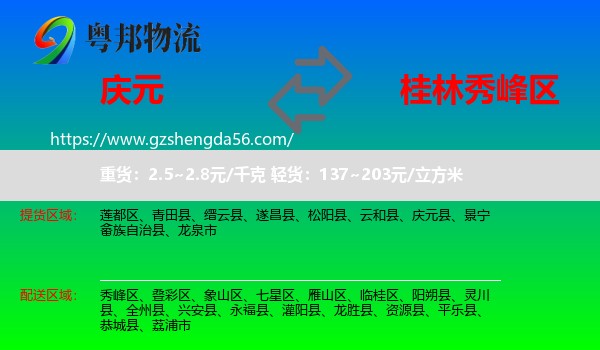 庆元县到秀峰区物流专线