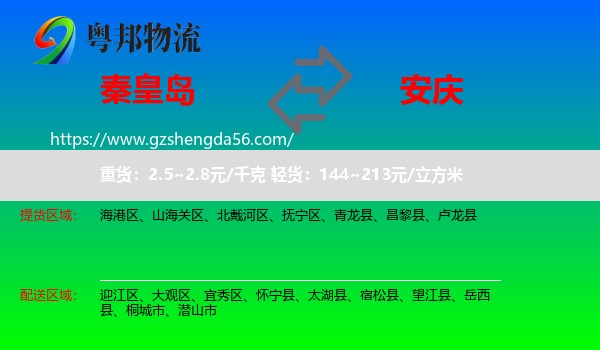 秦皇岛到安庆物流