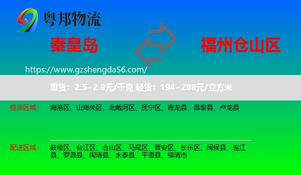 秦皇岛到仓山区物流专线