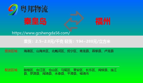 秦皇岛到福州专线