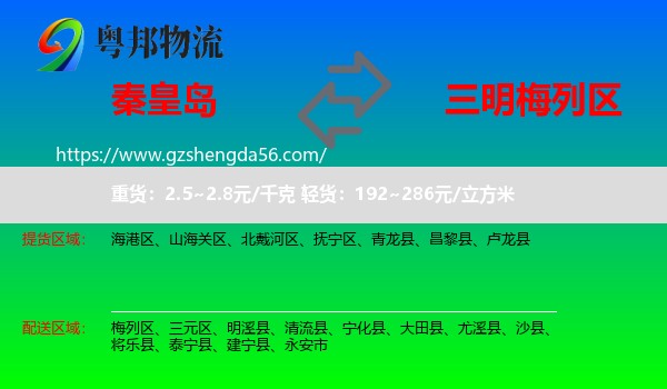 秦皇岛到梅列区物流专线