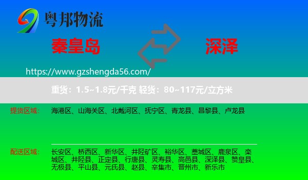 秦皇岛到深泽县物流专线