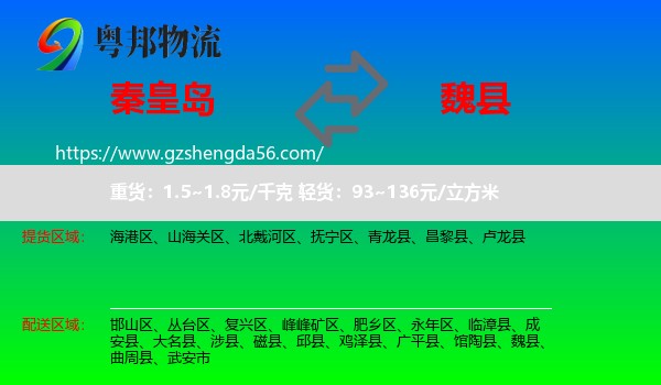 秦皇岛到魏县物流专线