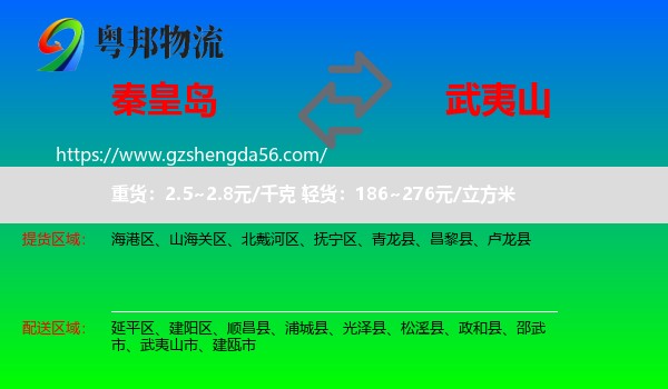 秦皇岛到武夷山市物流专线
