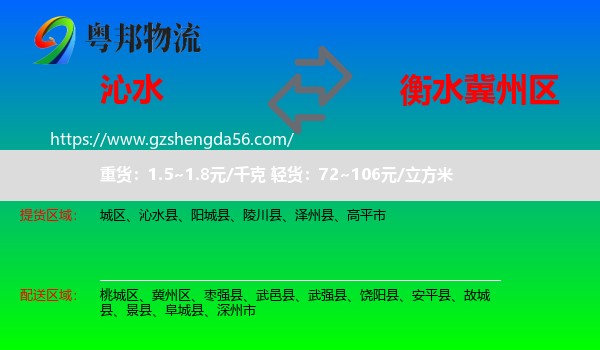 沁水县到冀州区物流专线