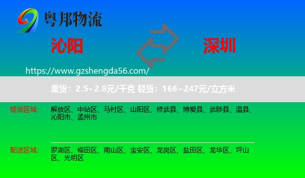沁阳市到深圳物流专线