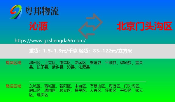 沁源县到门头沟区物流