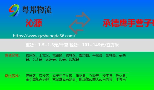 沁源县到鹰手营子矿区物流专线