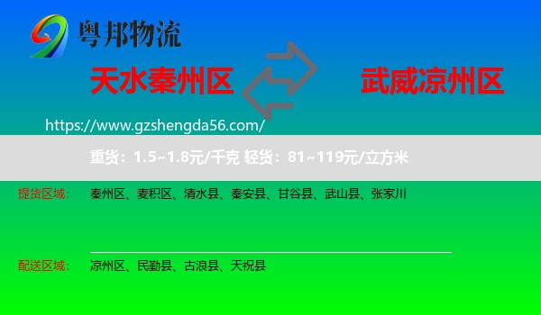 秦州区到凉州区物流专线