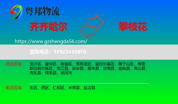 齐齐哈尔到攀枝花物流