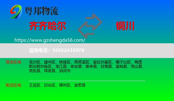 齐齐哈尔到铜川物流