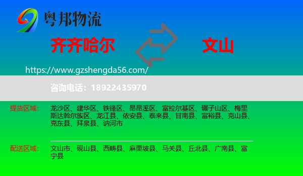 齐齐哈尔到文山物流