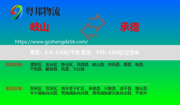 岐山县到承德物流专线