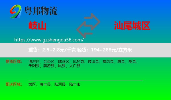 岐山县到城区物流专线