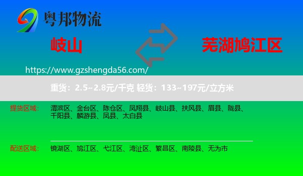 岐山县到鸠江区物流专线