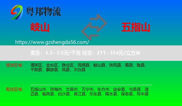 岐山县到五指山市物流专线