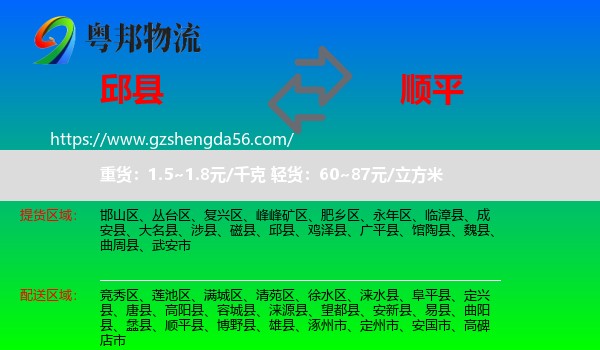 邱县到顺平县物流专线