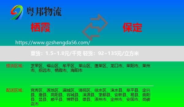 栖霞市到保定物流专线