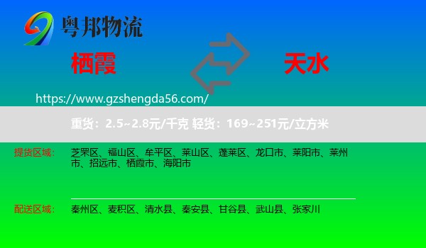 栖霞市到天水物流专线