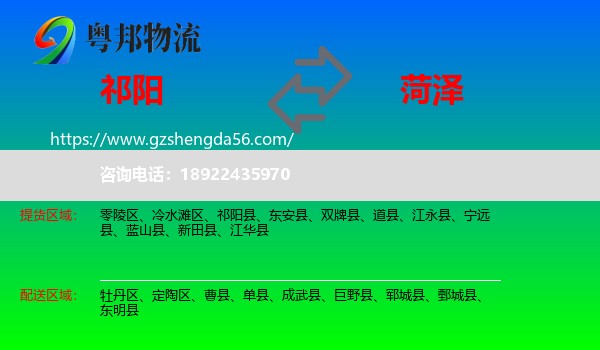 祁阳县到菏泽物流